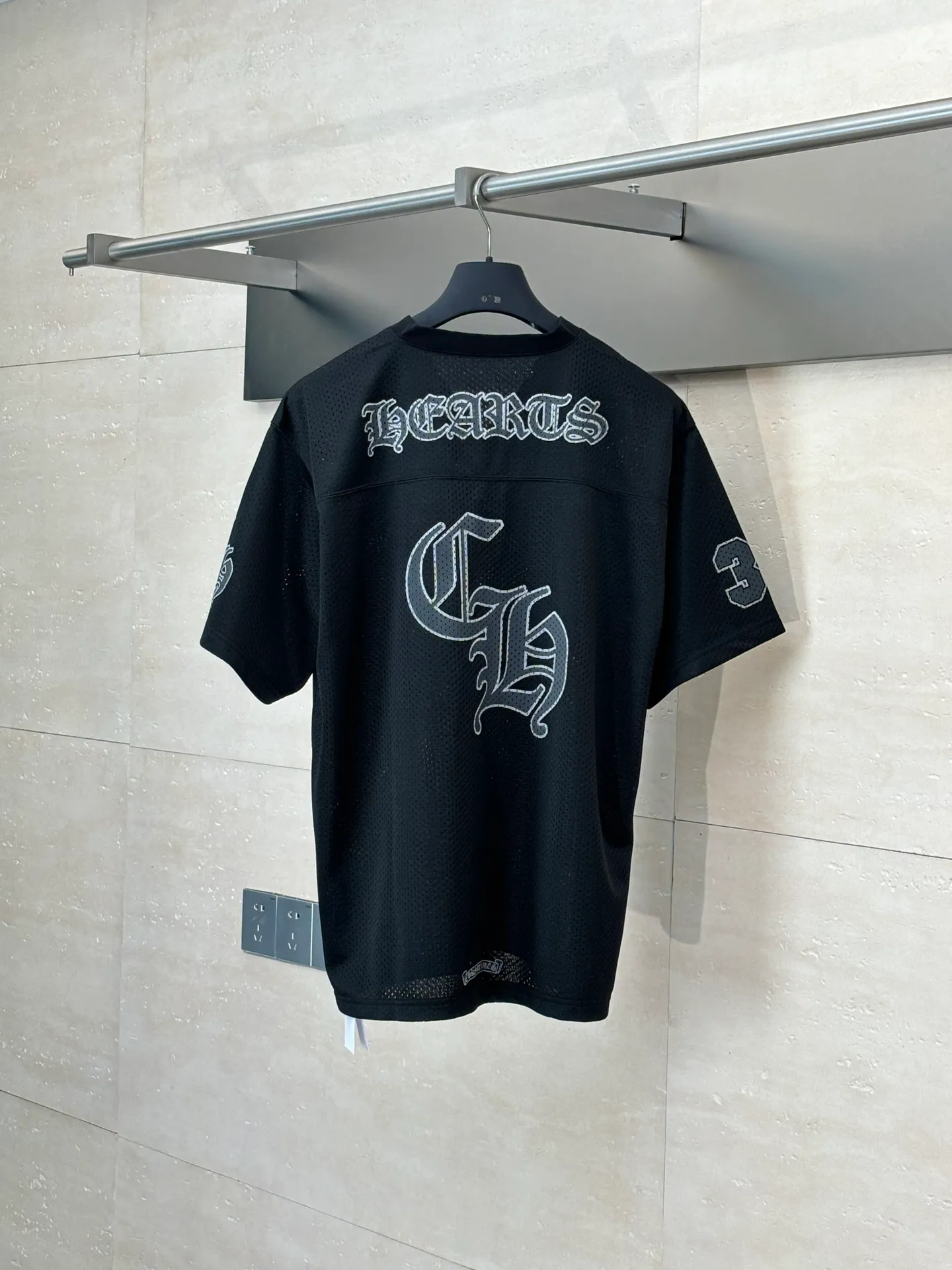 🅿️330 Chrome Heart*/Ch Chrome Heart 25SS mesh glitter ice hockey jersey short-sleeved. The fabric is made of high-density 100D bird's eye cloth. Double-sided mesh positioning is very time-consuming. The cost of labor loss is very high. Single-layer thin see-through bottom junk is not available on the market. Same style for men and women. OS version Size: S/M/L